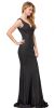 V-Neck Fitted Bodice Mermaid Skirt Long Formal Prom Gown.  in Black